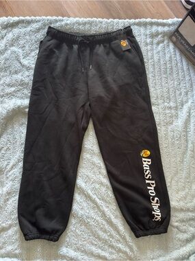 Bass Pro Shops Black Logo Sweatpants with Yellow Accent